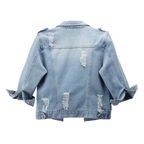 DENIM™ – Distressed Cropped 3/4 Sleeve Denim Jacket