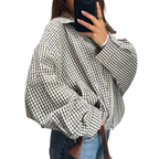 BRIXTON™ – Gingham Check Cropped Bomber Jacket