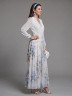 Augusta - V-Neck Sheer Bodice Floral Maxi Dress