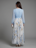 Augusta - V-Neck Sheer Bodice Floral Maxi Dress