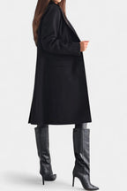 Armande Mid-Length Coat with Single Button and Notched Collar