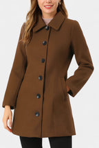 Manea Long Thick Coat with Faux Fur Collar
